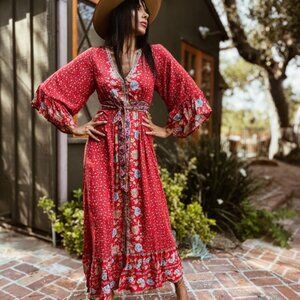 NWT Gypsy Boho Chic Spell Style Floral Kimono Maxi/Duster Dress M
